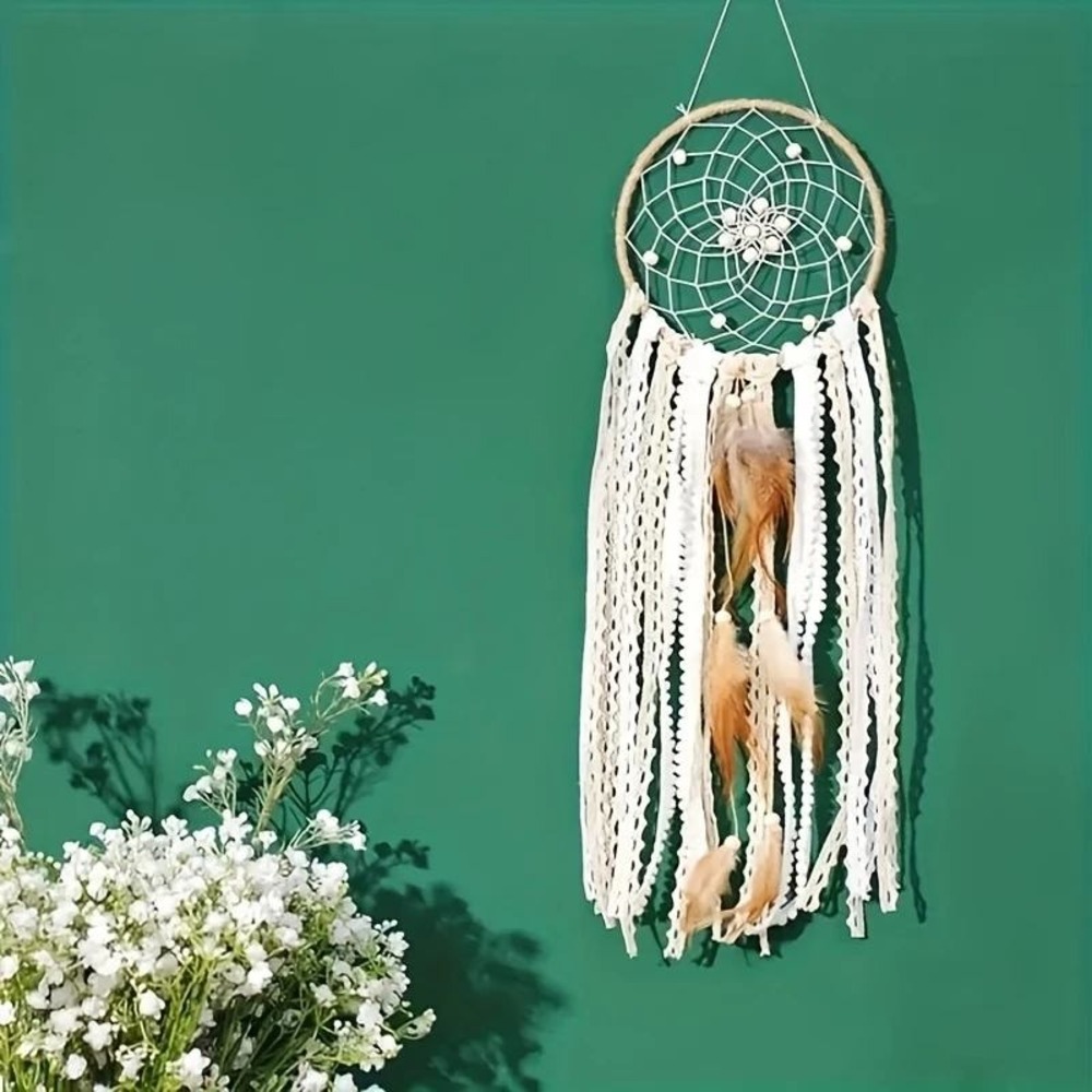 Dream Catcher Wall Decor Boho Chic Feather Macrame Home Decor